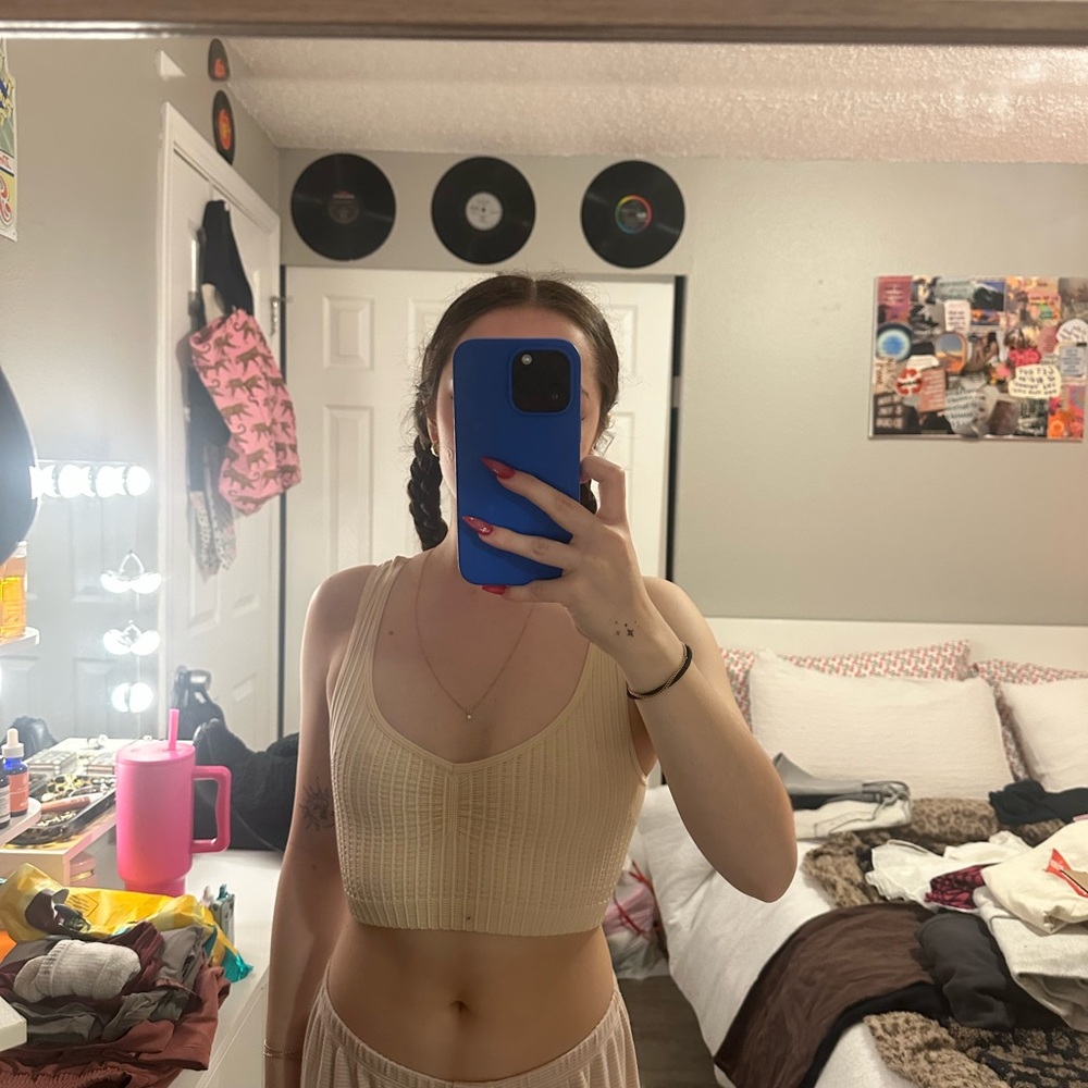 Urban Outfitters cream waffle tank